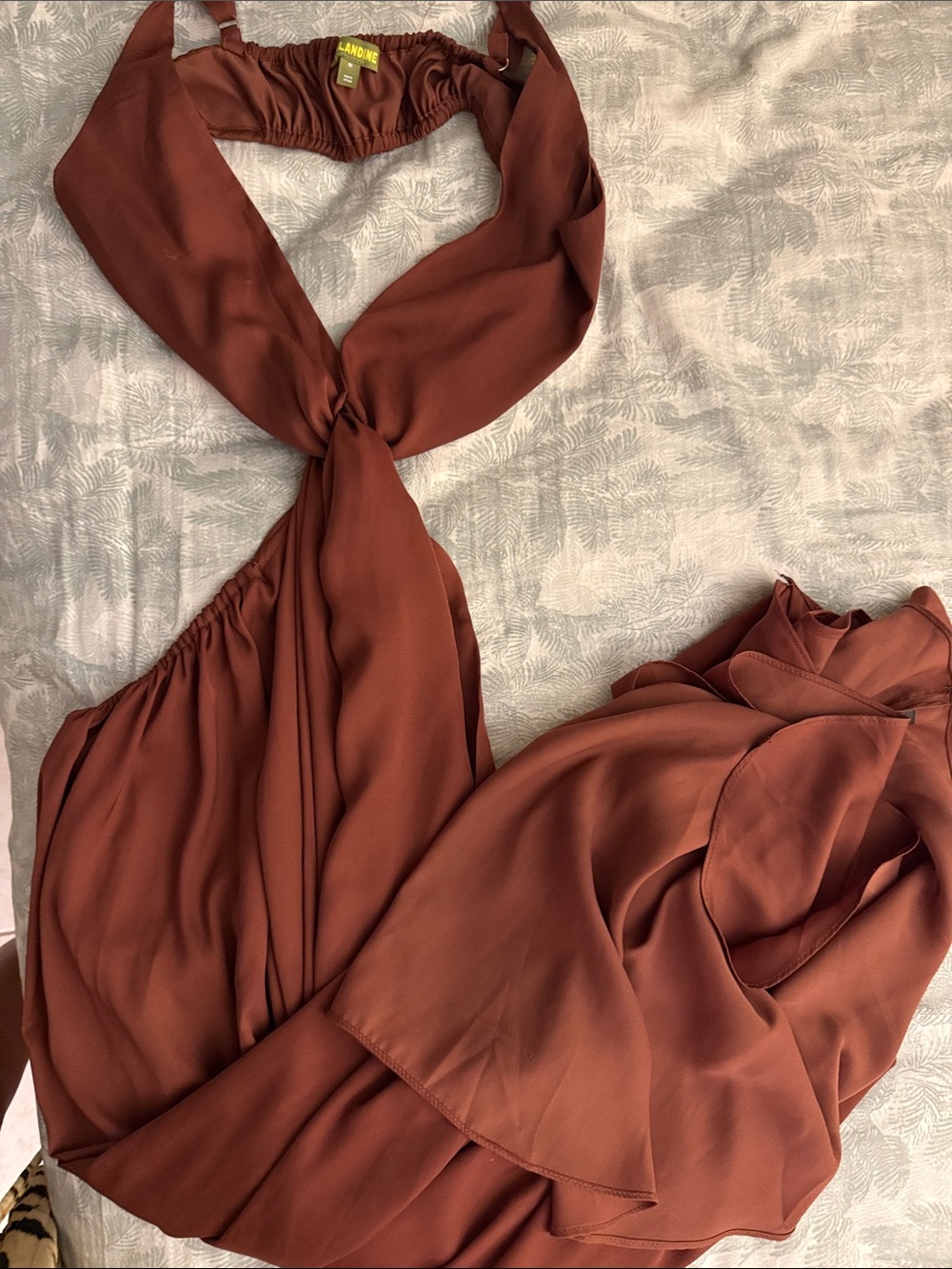 Anthropologie Brown Rust Halter Dress with Twist Neckline